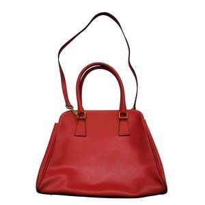 Vintage-Style Enzo Bertini Red Leather Shoulder Bag with Handles & Strap